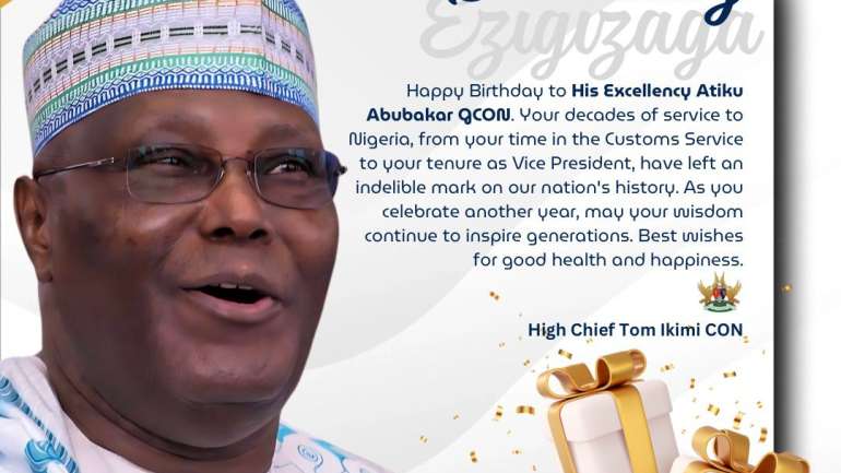 YE Waziri Atiku Abubakar GCON Ezigizaga