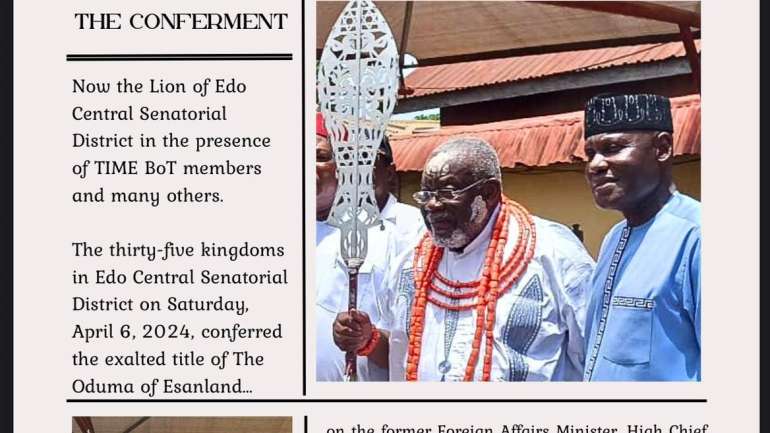BREAKING NEWS: The Announcement of High Chief Tom Ikimi CON coronation THE ODUMA OF ESANLAND